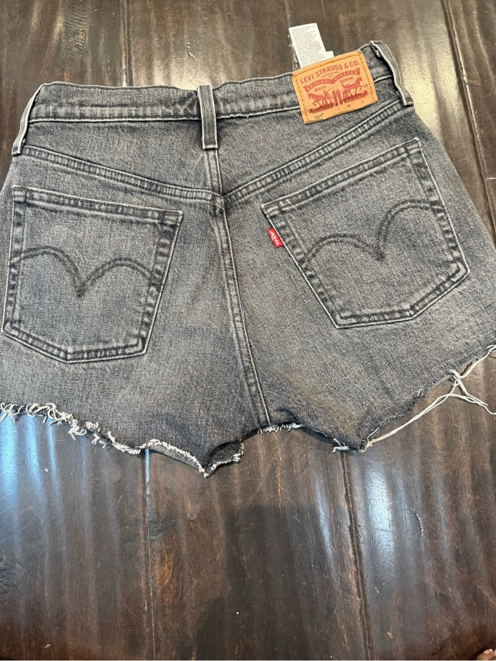 Levi's Women's Gray-Black Washed Denim Cutoff Shorts
